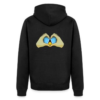 Saint Lucia - Unisex Premium Organic Zip Hoodie - black - Back - Nico (187cm)