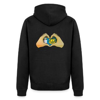 St. Pierre und Miquelon - Unisex Premium Bio Zip Hoodie - Schwarz - Hinten - Nico (187cm)
