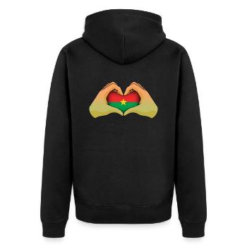 Burkina Faso - Unisex Premium Organic Zip Hoodie - black - Back - Nico (187cm)