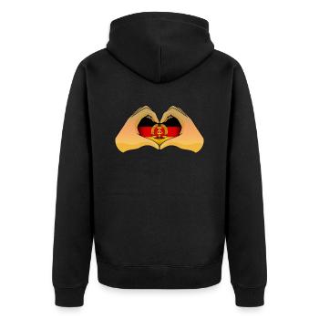East Germany - Unisex Premium Organic Zip Hoodie - black - Back - Nico (187cm)