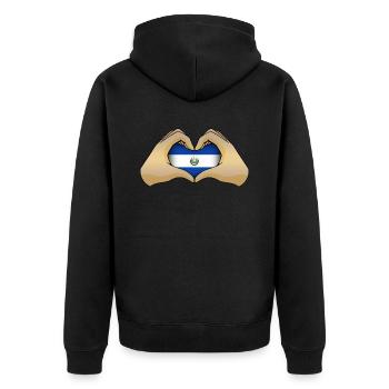 El Salvador - Unisex Premium Bio Zip Hoodie - Schwarz - Hinten - Nico (187cm)