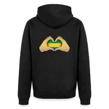 Gabon - Unisex Premium Organic Zip Hoodie - black - Back - Nico (187cm)