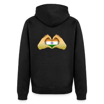 Indien - Unisex Premium Bio Zip Hoodie - Schwarz - Hinten - Nico (187cm)