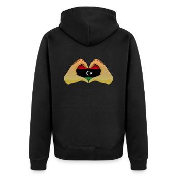 Libyen - Unisex Premium Bio Zip Hoodie - Schwarz - Hinten - Nico (187cm)