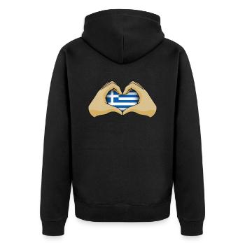 Griechenland - Unisex Premium Bio Zip Hoodie - Schwarz - Hinten - Nico (187cm)