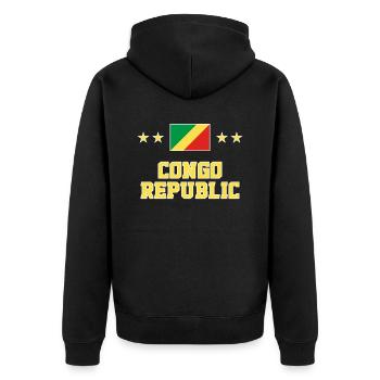 Congo Republic - Unisex Premium Organic Zip Hoodie - black - Back - Nico (187cm)
