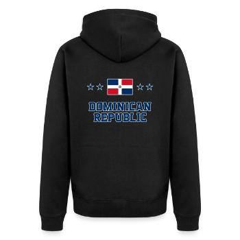 Dominican Republic - Unisex Premium Organic Zip Hoodie - black - Back - Nico (187cm)