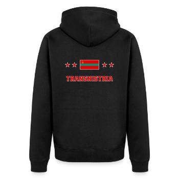 Transnistria - Unisex Premium Organic Zip Hoodie - black - Back - Nico (187cm)