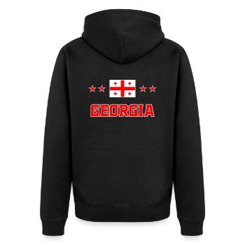 Georgien - Unisex Premium Bio Zip Hoodie - Schwarz - Hinten - Nico (187cm)