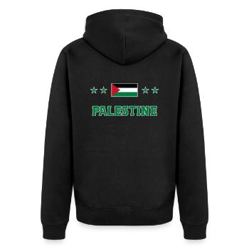 Palästina - Unisex Premium Bio Zip Hoodie - Schwarz - Hinten - Nico (187cm)
