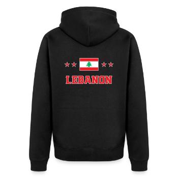 Libanon - Unisex Premium Bio Zip Hoodie - Schwarz - Hinten - Nico (187cm)