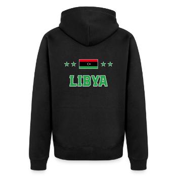 Libyen - Unisex Premium Bio Zip Hoodie - Schwarz - Hinten - Nico (187cm)