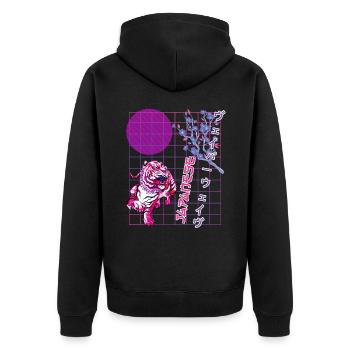 Japan Vaporwave 80's Retro Aesthetic Vintage - Unisex Premium Organic Zip Hoodie - black - Back - Nico (187cm)