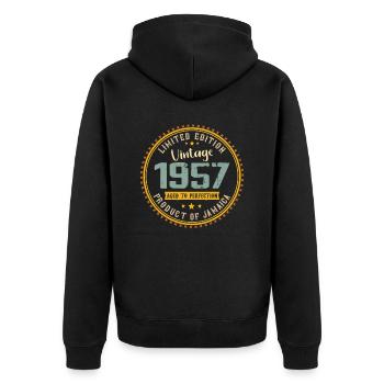 Vintage 1957 Birthday Gift 1957 - Unisex Premium Organic Zip Hoodie - black - Back - Nico (187cm)