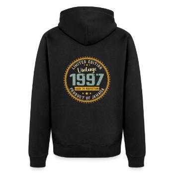 Jahrgang 1997 Geburtstagsgeschenk 1997 - Unisex Premium Bio Zip Hoodie - Schwarz - Hinten - Nico (187cm)
