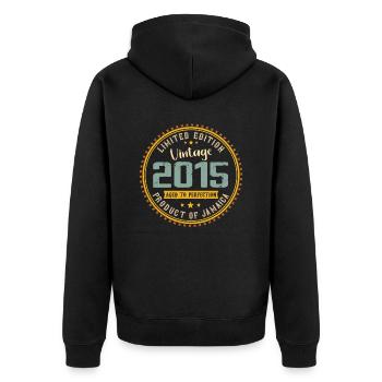 Vintage 2015 Birthday Gift 2015 - Unisex Premium Organic Zip Hoodie - black - Back - Nico (187cm)