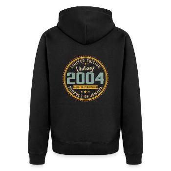 Vintage 2004 Birthday Gift 2004 - Unisex Premium Organic Zip Hoodie - black - Back - Nico (187cm)