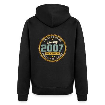 Jahrgang 2007 Geburtstagsgeschenk 2007 - Unisex Premium Bio Zip Hoodie - Schwarz - Hinten - Nico (187cm)
