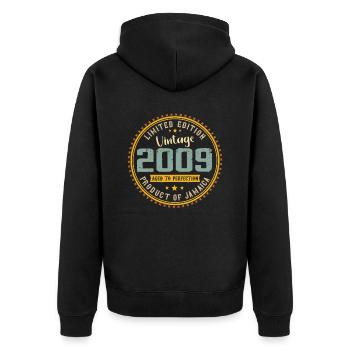 Vintage 2009 Birthday Gift 2009 - Unisex Premium Organic Zip Hoodie - black - Back - Nico (187cm)
