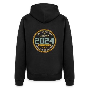 Vintage 2024 Birthday Gift 2024 - Unisex Premium Organic Zip Hoodie - black - Back - Nico (187cm)