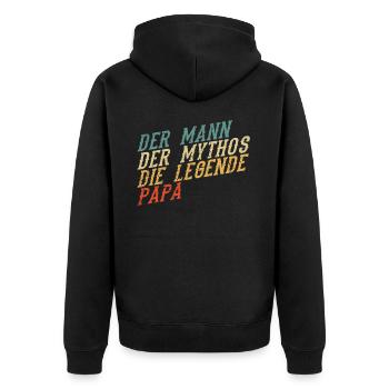 Papa Vintage lustiger Spruch Vater - Unisex Premium Bio Zip Hoodie - Schwarz - Hinten - Nico (187cm)