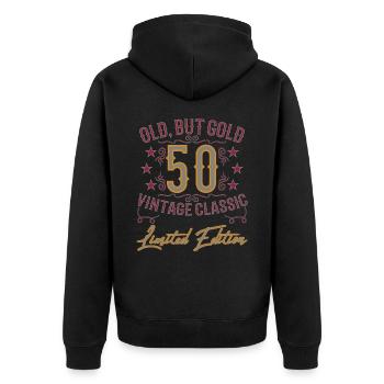 50th Birthday Vintage Lusy Saying - Unisex Premium Organic Zip Hoodie - black - Back - Nico (187cm)