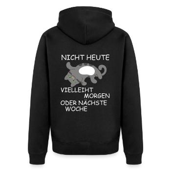 Katze lustiger Spruch Kätzchen - Unisex Premium Bio Zip Hoodie - Schwarz - Hinten - Nico (187cm)