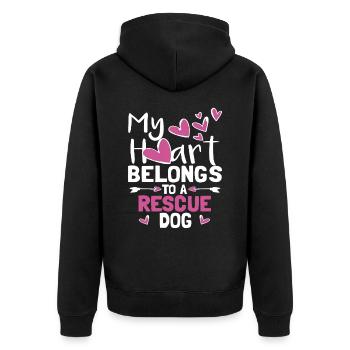 My Heart Belongs To A Rescue Dog - Unisex Premium Organic Zip Hoodie - black - Back - Nico (187cm)