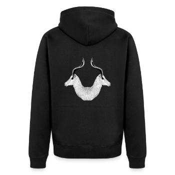 Impala Doppelkopf Liebhaber Afrika Wandern - Unisex Premium Bio Zip Hoodie - Schwarz - Hinten - Nico (187cm)