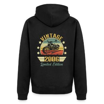 Vintage 2006 Retro Motorrad Geburtstagsgeschenk - Unisex Premium Bio Zip Hoodie - Schwarz - Hinten - Nico (187cm)