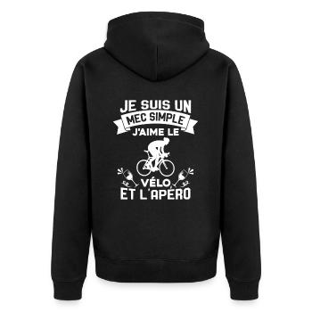 Je suis un Mec Simple j'aime Le Vélo Et L'apéro - Veste à capuche bio Premium Unisexe - noir - Dos - Nico (187cm)