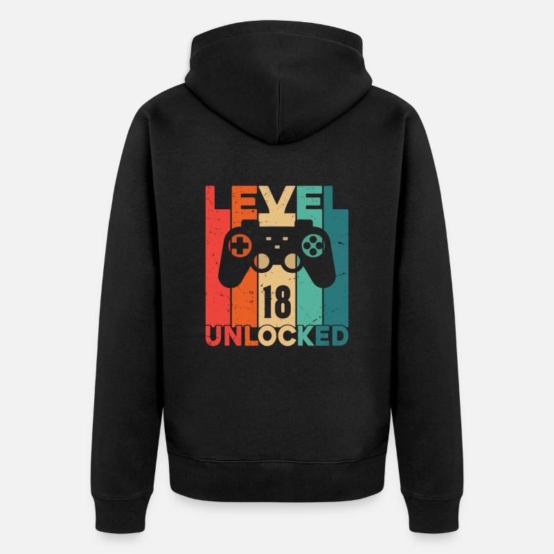 Niveau 18 Débloqué - Veste à capuche bio Premium Unisexe - noir