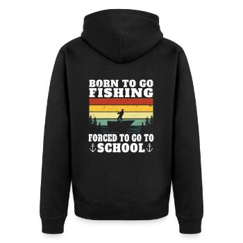 Né pour aller à la pêche cadeau pécheur humour - Veste à capuche bio Premium Unisexe - noir - Dos - Nico (187cm)