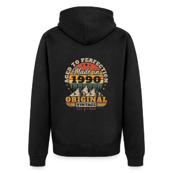 1990's Vintage Original 1990's Birthday Gift - Unisex Premium Organic Zip Hoodie - black - Back - Nico (187cm)