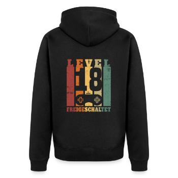 Niveau 18 Déverrouillé 18 Ans Anniversaire Cadeau - Veste à capuche bio Premium Unisexe - noir - Dos - Nico (187cm)
