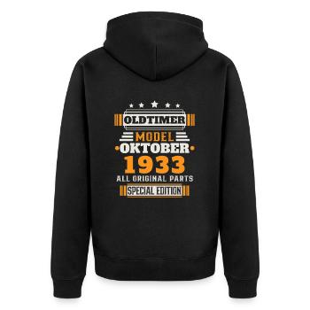 Cadeau d’anniversaire Vintage octobre 1933 - Veste à capuche bio Premium Unisexe - noir - Dos - Nico (187cm)