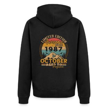 Original October 1997 vintage anniversary 1997 - Unisex Premium Organic Zip Hoodie - black - Back - Nico (187cm)
