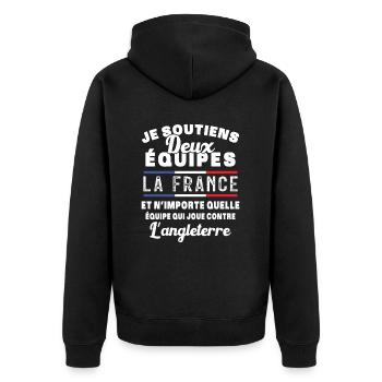 Je soutiens deux équipes la France - Veste à capuche bio Premium Unisexe - noir - Dos - Nico (187cm)