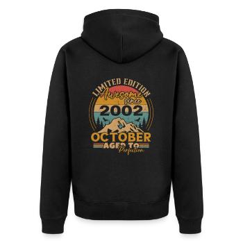 Original October 2002 vintage anniversary 2002 - Unisex Premium Organic Zip Hoodie - black - Back - Nico (187cm)