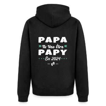 Futur Grand Père Papa Tu Vas Être Papy 2024 - Veste à capuche bio Premium Unisexe - noir - Dos - Nico (187cm)