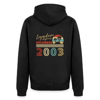 Cadeau D'anniversaire Nées En Décembre 2003 - Veste à capuche bio Premium Unisexe - noir - Dos - Nico (187cm)