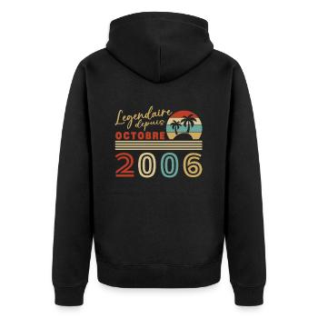 Original octobre 2006 vintage anniversaire 2006 - Veste à capuche bio Premium Unisexe - noir - Dos - Nico (187cm)