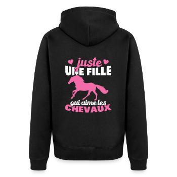 Juste une fille qui aime les chevaux humour - Veste à capuche bio Premium Unisexe - noir - Dos - Nico (187cm)