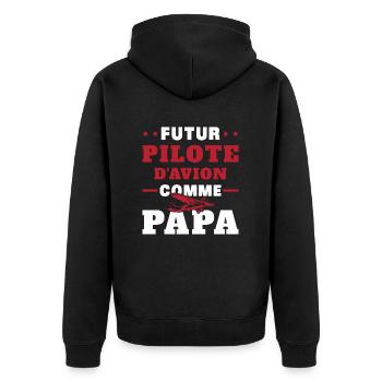 Futur Pilote d'avion comme Papa - Veste à capuche bio Premium Unisexe - noir - Dos - Nico (187cm)