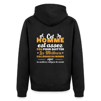 Départ Collègue de Travail Nouvel Emploi Retraite - Veste à capuche bio Premium Unisexe - noir - Dos - Nico (187cm)