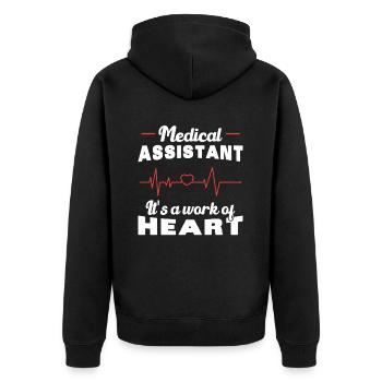 Medizinische Assistentin Herzmedizin Geschenk - Unisex Premium Bio Zip Hoodie - Schwarz - Hinten - Nico (187cm)