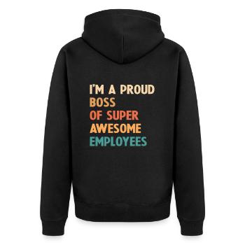 Ich bin ein stolzer Chef von super tollen Mitarbeitern - Unisex Premium Bio Zip Hoodie - Schwarz - Hinten - Nico (187cm)