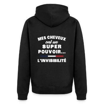 mes cheveux homme humour cheveux super pouvoir - Veste à capuche bio Premium Unisexe - noir - Dos - Nico (187cm)