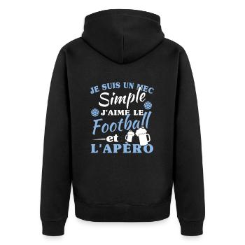 Un mec simple, football et apéro - Veste à capuche bio Premium Unisexe - noir - Dos - Nico (187cm)