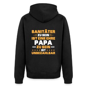 Sanitäter Rettungsdienst - Unisex Premium Bio Zip Hoodie - Schwarz - Hinten - Nico (187cm)